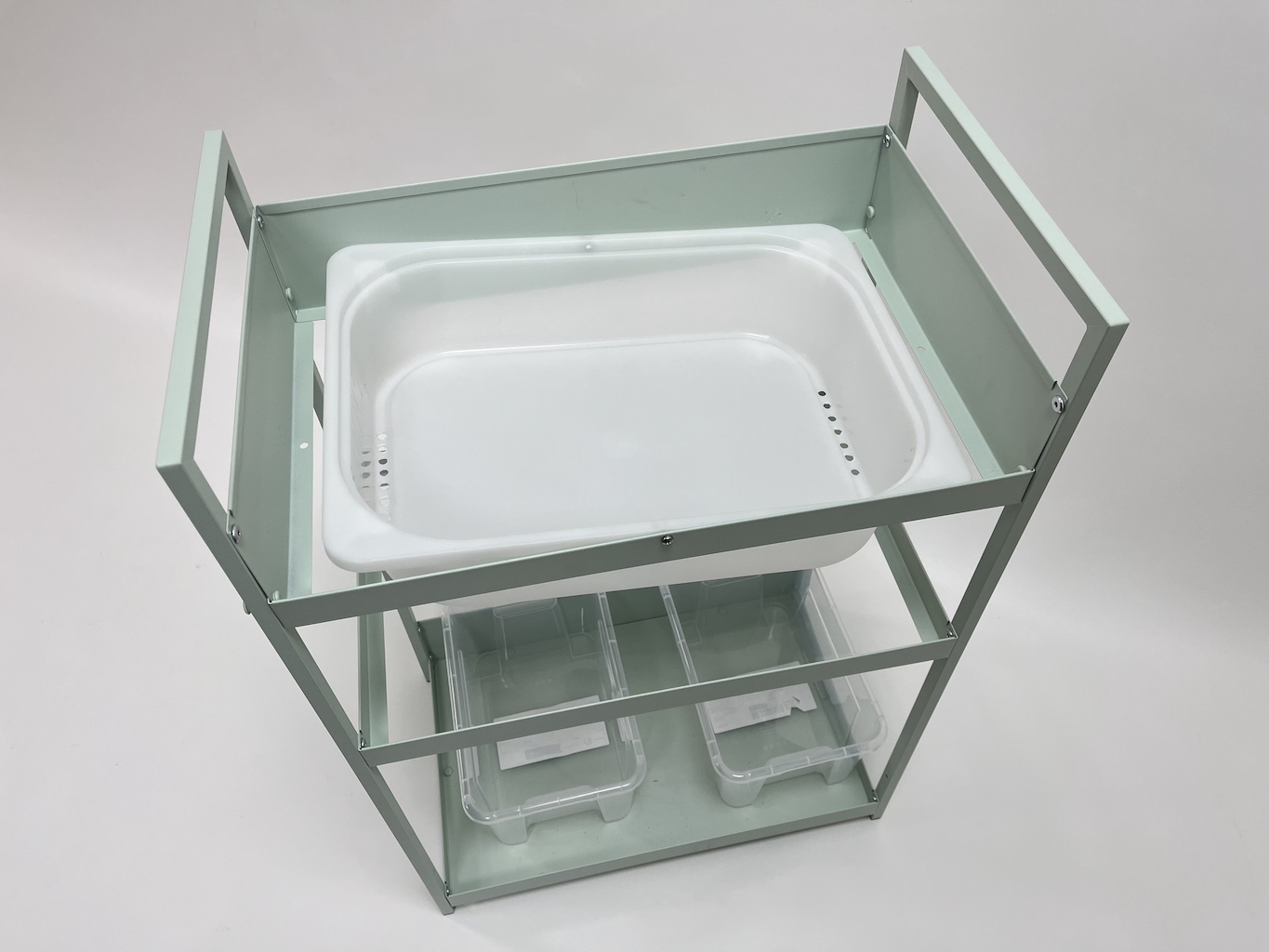 When done, the washbasin is installed and tiltable